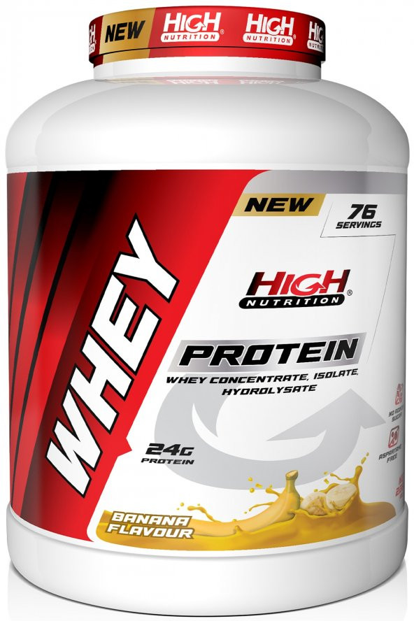 High Nutrition Whey Protein 2280 Gr Muz Aromalı Protein Tozu 24 Gram Proteinn