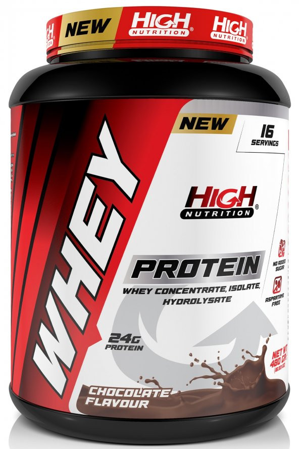 High Nutrition Whey Protein 480 Gr Çikolata Aromalı Protein Tozu 24 Gram Protein 16 Servis