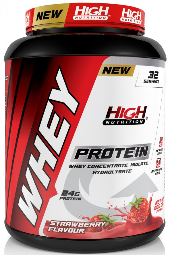 High Nutrition Whey Protein 960 Gr Çilek Aromalı Protein Tozu 24 Gram Protein