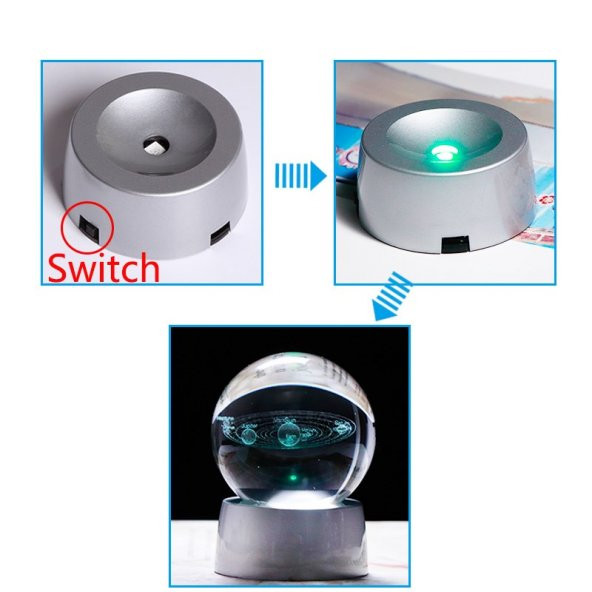 Satürnlü 3D Cam Küre Satürn Işıklı Cam Küre Pilli Büyük Boy 6 Cm Ve 8 Değişen Renk - 4