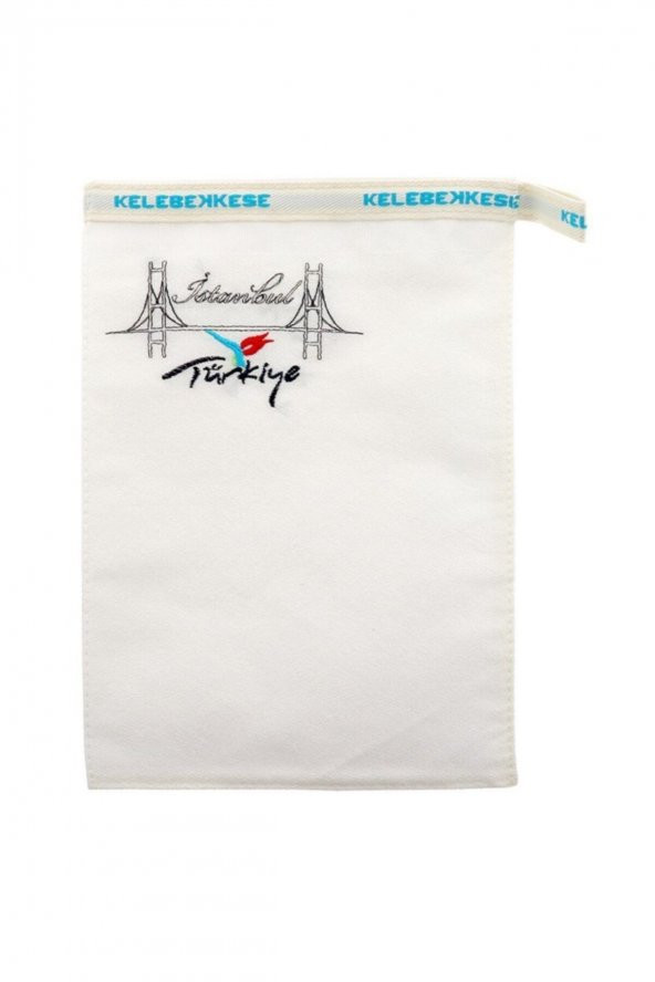 Kelebek Kese Beyaz İstanbul Nakış İşlemeli Kese Bora Kese ürün görseli