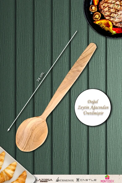Zeytin Ağacı Ahşap Tahta Kaşık Spatula Seti ( ZEYTİN AĞACI ) Ağaç Kaşık - Resim 4