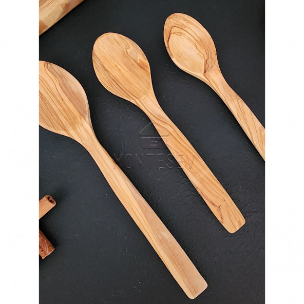 Zeytin Ağacı Ahşap Tahta Kaşık Spatula Seti ( ZEYTİN AĞACI ) Ağaç Kaşık - 4