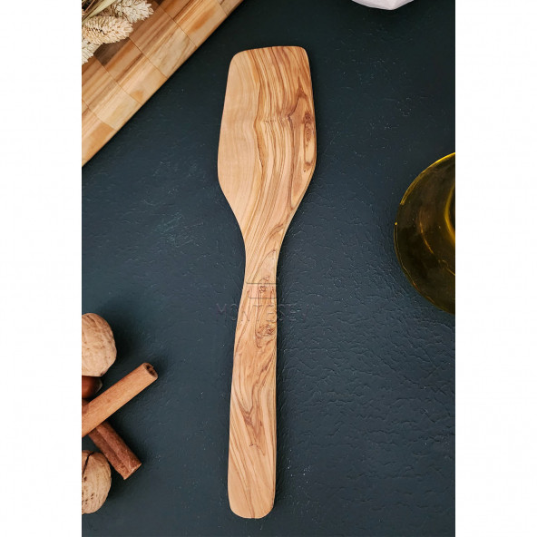 Zeytin Ağacı Ahşap Tahta Kaşık Spatula Mutfak Servis Kaşık 1 Parça ( ZEYTİN AĞACI ) Ağaç Kaşık - 2