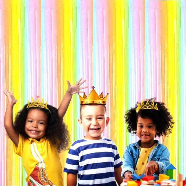 Makaron Gökkuşağı Arka Fon Süs 100x200 cm - Resim 3