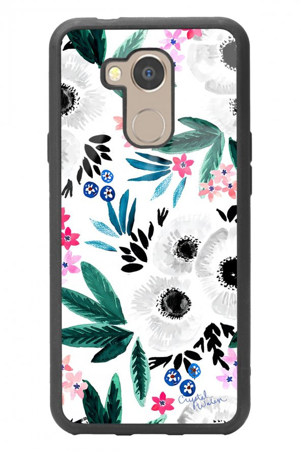 Spoyi General Mobile Gm 8 Beyaz Çiçek Tasarımlı Glossy Telefon Kılıfı