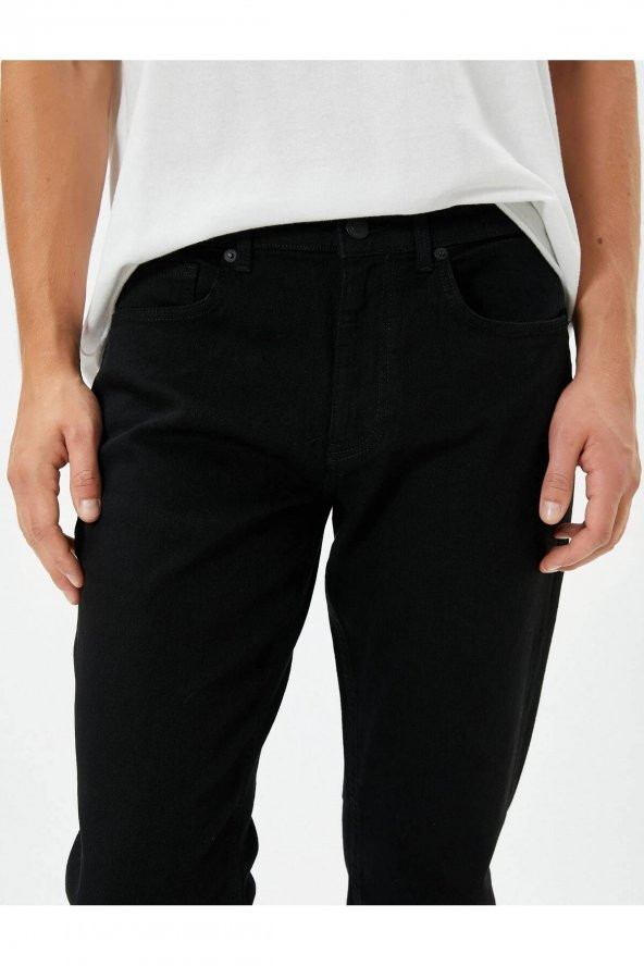4WAM40031ND Koton Erkek Slim BRAD Jean Pantolon SİYAH - 4