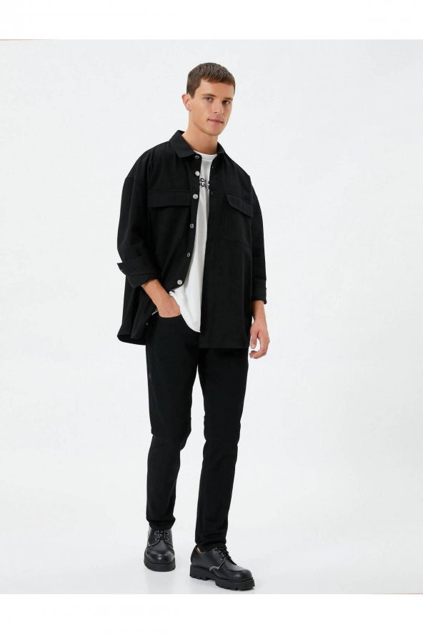 4WAM40031ND Koton Erkek Slim BRAD Jean Pantolon SİYAH - 5