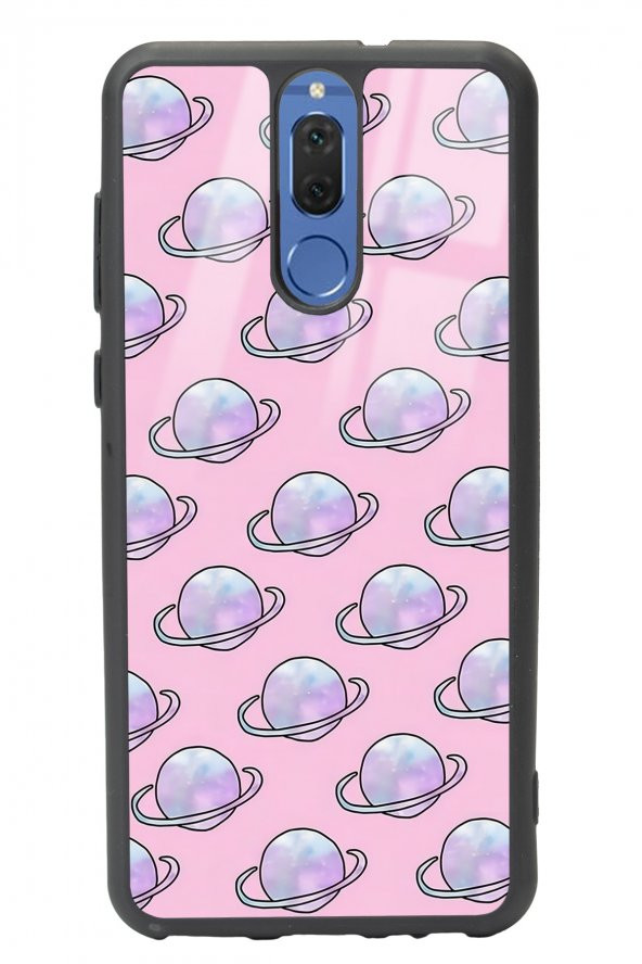 Spoyi Huawei Mate 10 Lite Pembe Saturn Tasarımlı Glossy Telefon Kılıfı