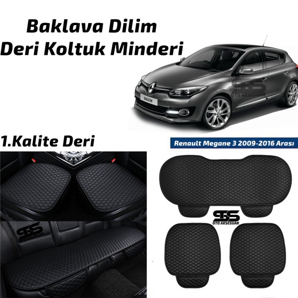 Renault Megane 3 2009-2016 Arası Siyah Deri Oto Koltuk Minderi