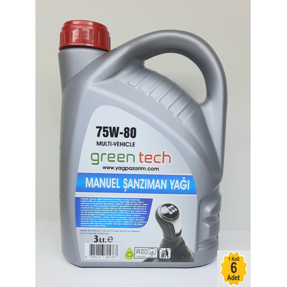 Greentech 75W-80 MANUEL ŞANZIMAN YAĞI 3 LİTRE 1 KOLİ 6 ADET