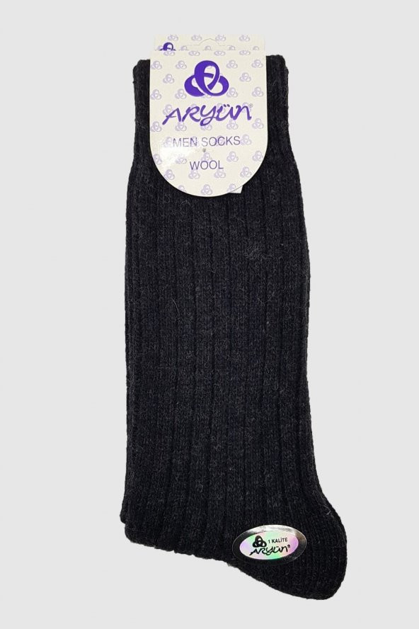 Erkek Yün Çorap Siyah Aryün - 3