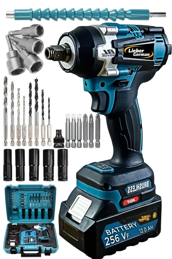 Lieber German İX 21V  Kömürsüz Motor 650 Nm 30 Pcs Setli 2 Akülü Somun Sökme Sıkma Makinesi