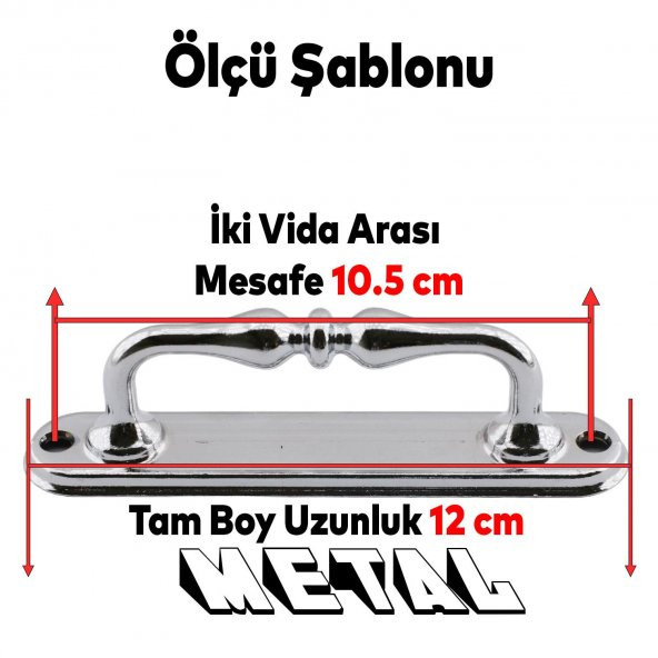 Çekme Kolu Metal Mobilya Mutfak Dolabı Çekmece Kapı Dolap Kapak Kulpu Kulbu Krom 12 cm Çekme Kulp - 4
