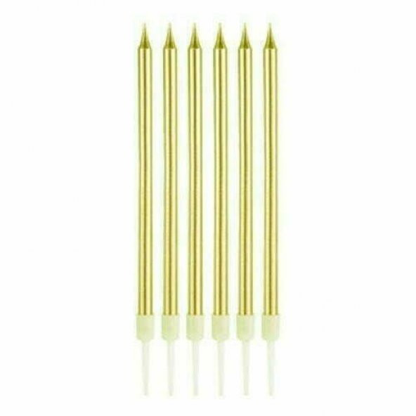 Metalik İnce Mum Gold 13 cm