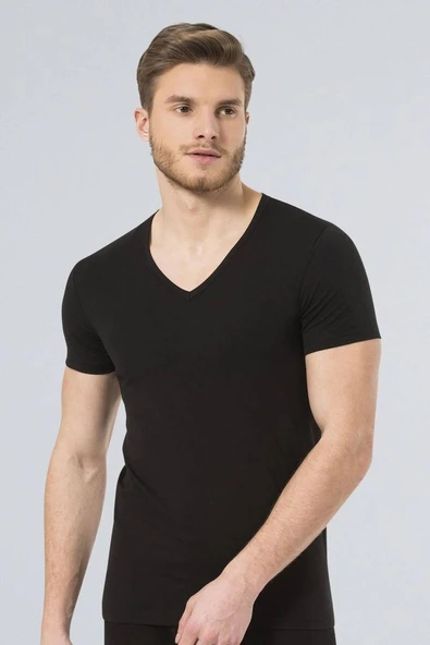Türen Erkek V Yaka Likralı T-shirt