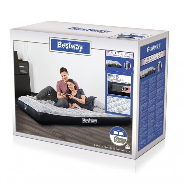 Bestway Tritech Luftbett Fashion Flock Quen With Built-In Şişme Yatak - 5