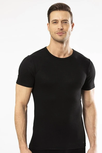 Cacharel - Termal kısa kol bisiklet yaka Siyah T-Shirt