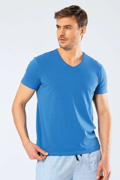 Cacharel  V Yaka Likralı T-shirt Erkek