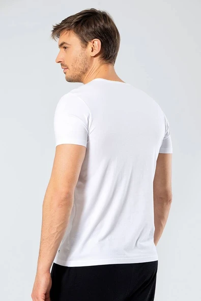Cacharel Erkek V Yaka Likralı T-shirt Beyaz - 3