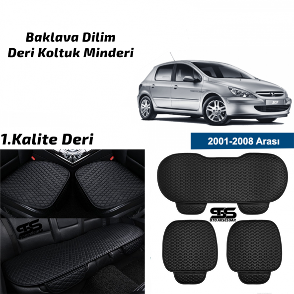 Peugeot 307 2001-2008 Siyah Deri Oto Koltuk Minderi