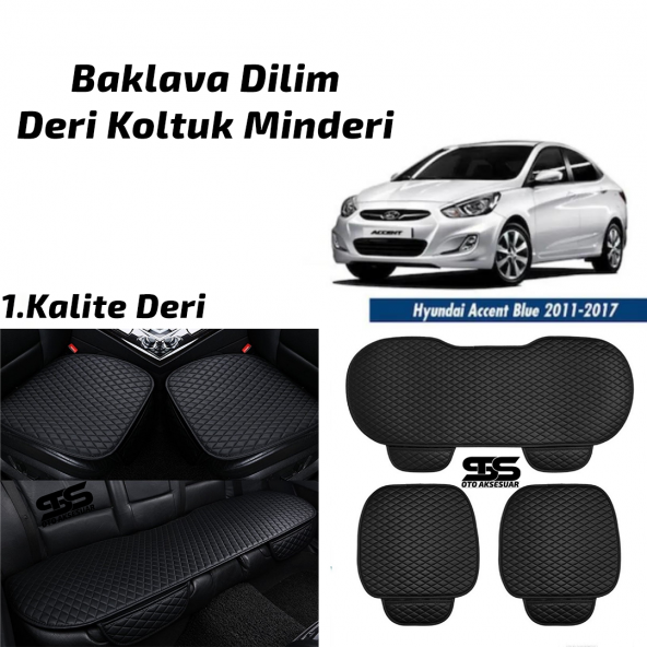 Hyundai Accent Blue 2011 - 2017 Siyah Deri Oto Koltuk Minderi