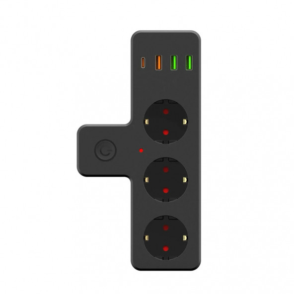 Zuidid FTR-12 3lü Termal Akım Korumalı Priz 3 USB 1 Type-C 20W PD Giriş - 2