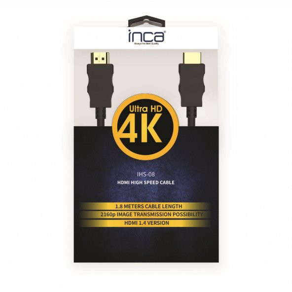 Inca IHS-08 1.8 Metre Altın Uçlu 4K Ultra HD 3D HDMI Kablo - 4