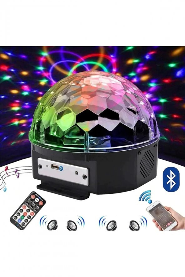 Işıklı DiskoTopu Şarjlı Bluetooth HoparlörTavan IşıkYansıtma - 2