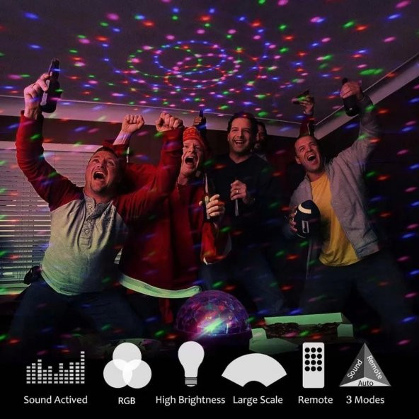 Işıklı DiskoTopu Şarjlı Bluetooth HoparlörTavan IşıkYansıtma - 5