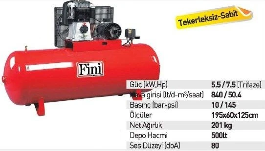 Fini Yağlı BK119 500 F Partner Kompresör  500 Lt - 2