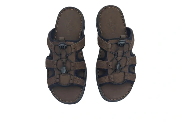 Erkek Deri Terlik 024-0043 - KAHVE - Resim 5