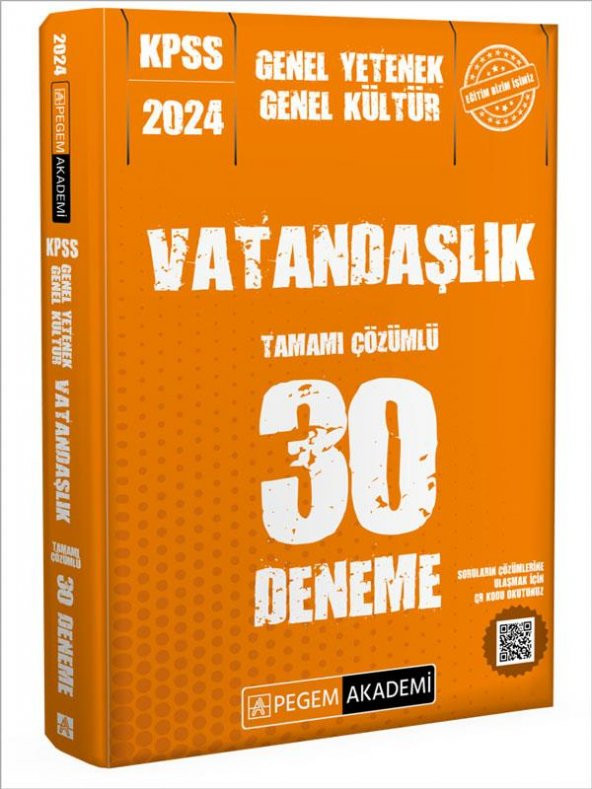 2024 KPSS Genel Kültür Genel Yetenek Vatandaşlık 30 Deneme Pegem Yayınları