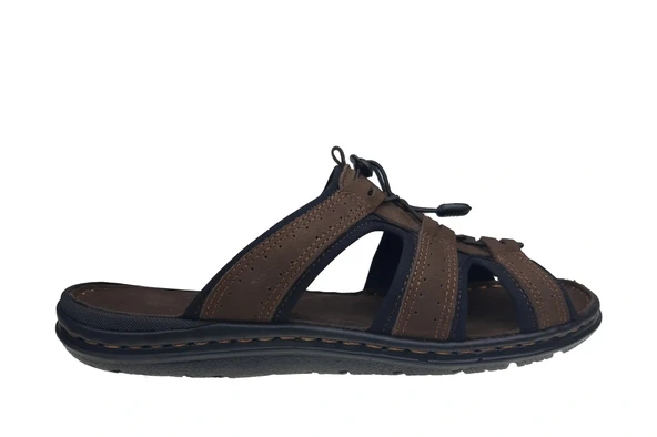 Erkek Deri Terlik 024-0043 - KAHVE ürün görseli 1