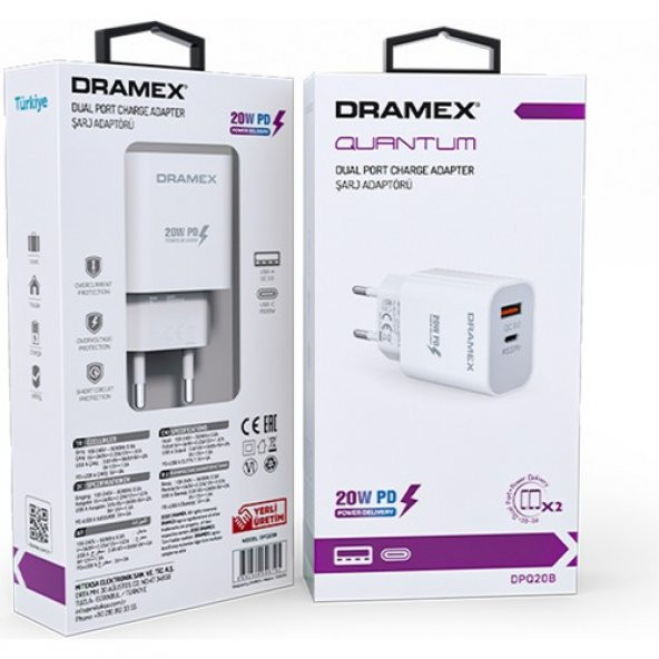 Dramex DPQ20B Quantum Usb+Type-C Qc3.0 Pd 20W Hızlı Şarj Adaptörü - 4