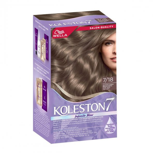 Koleston Kit Saç Boyası Küllü Tonlar 7/18 Işıltılı İnci Küllü Kumral