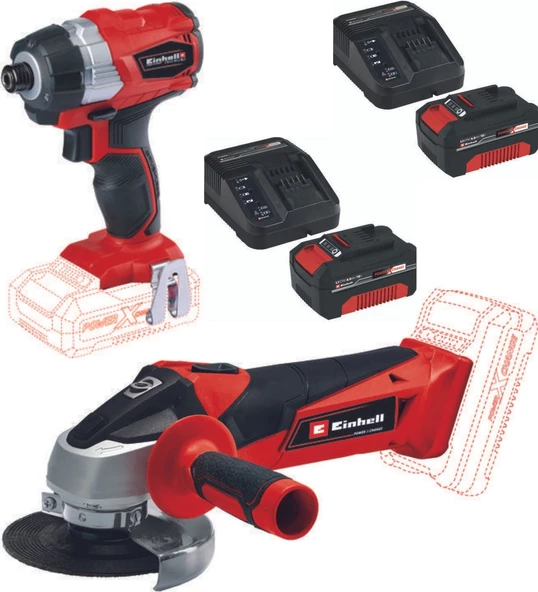 Einhell TE-CI 18 BL Vidalama TC-AG 18/115 Avuç Taşlama 2x4.0 Set