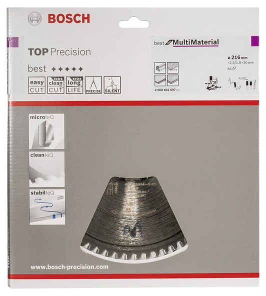 Bosch - Best Serisi Hassas Kesim Çoklu Malzeme için Daire Testere Bıçağı 216*30 mm 64 Diş - Resim 2