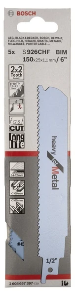 Bosch - Heavy Serisi Metal için Panter Testere Bıçağı S 926 CHF - 5'li - 2