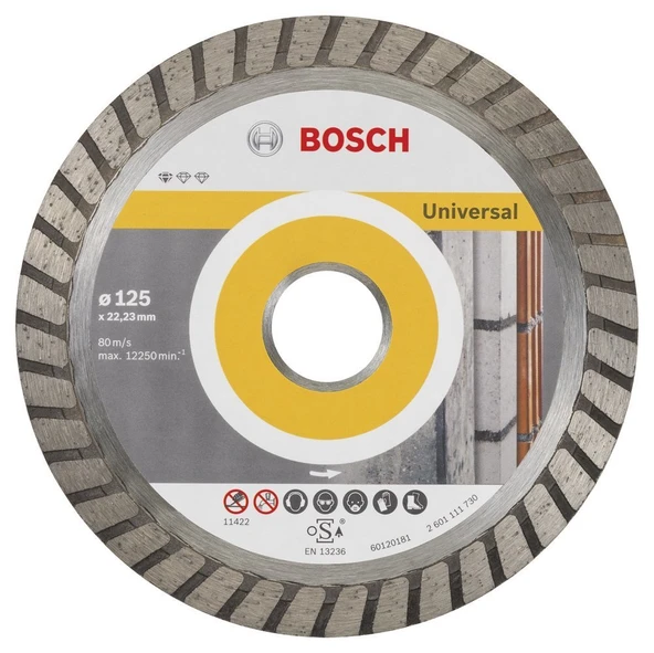Bosch - Standard Seri Genel Yapı Malzemeleri İçin Turbo Segmanlı 9+1 Elmas Kesme Diski Set 125 mm - 1