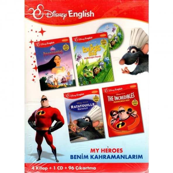 Disney English Advanced Benim Kahramanlarım (Çantalı Set) 4 Kitap + 1 CD + 96 Çıkartma CD+Kitap Eğitim Seti