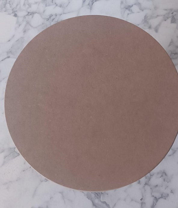 Hobi Adn 90192 Pasta Sunumluk Büyük Boy Ahşap MDF HAM Yuvarlak Kutu Sevk El Yapım - 3