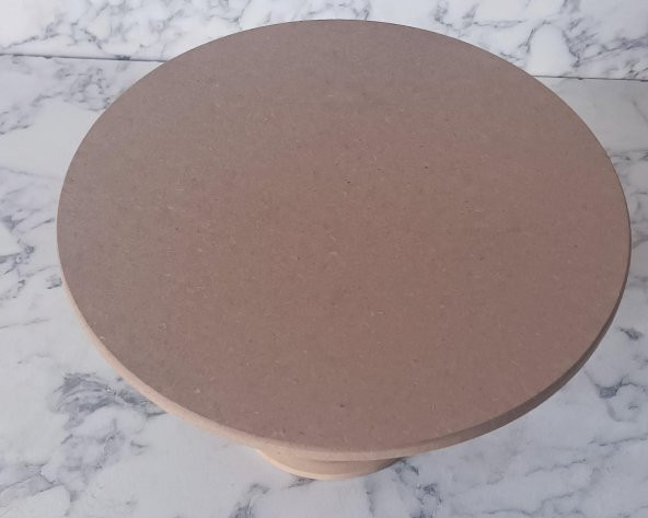 Hobi Adn 90192 Pasta Sunumluk Büyük Boy Ahşap MDF HAM Yuvarlak Kutu Sevk El Yapım - 4