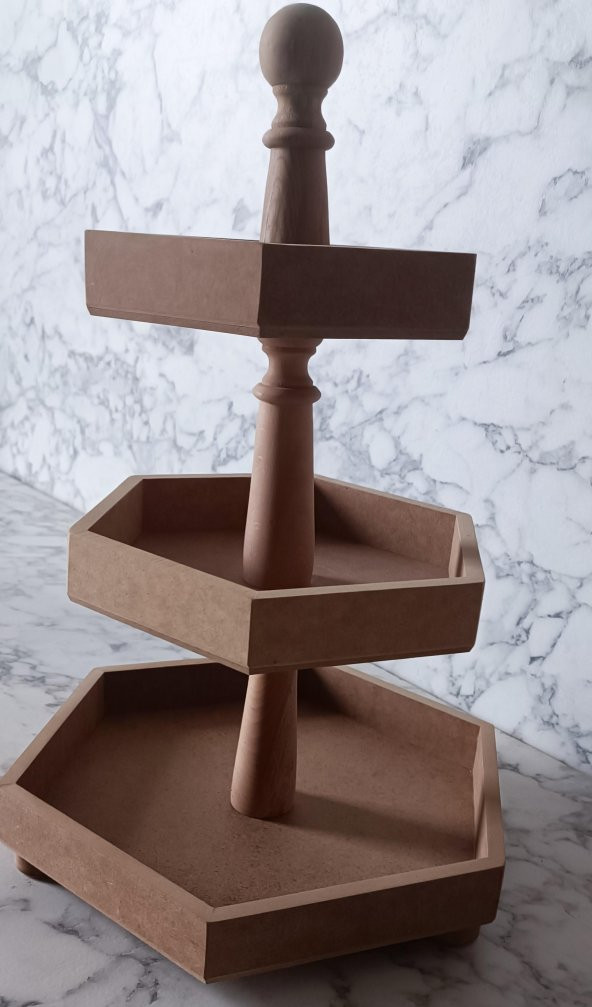 Hobi Adn 90194 Sunum Tabak HAM Çokgen 3 Kat Kutuda Sevk El Yapım - 3