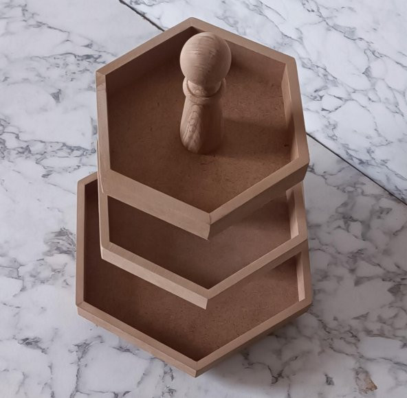 Hobi Adn 90194 Sunum Tabak HAM Çokgen 3 Kat Kutuda Sevk El Yapım - 4