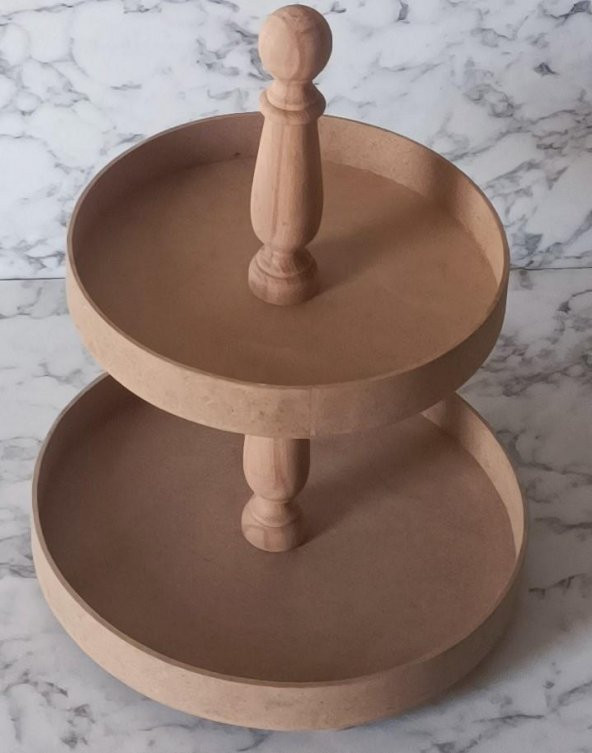 Hobi Adn 90195 Sunumluk İkili Set HAM Yuvarlak Kayın MDF  Kutuda  Sevk El Yapım - 4