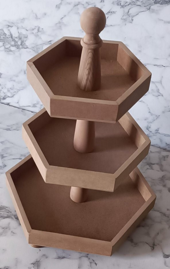 Hobi Adn 90194 Sunum Tabak HAM Çokgen 3 Kat Kutuda Sevk El Yapım - 5