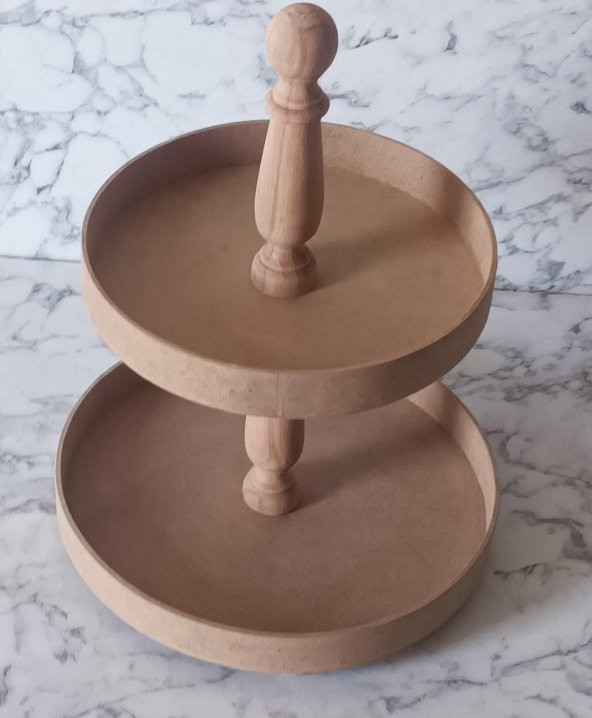 Hobi Adn 90195 Sunumluk İkili Set HAM Yuvarlak Kayın MDF Kutuda Sevk El Yapım - 5