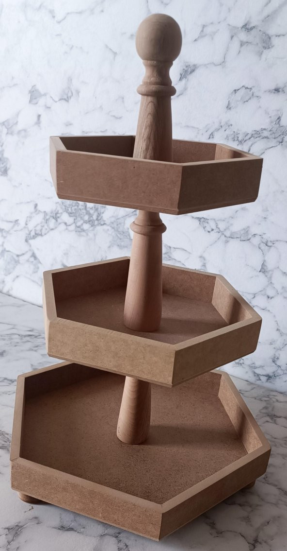 Hobi Adn 90194 Sunum Tabak HAM Çokgen 3 Kat Kutuda Sevk El Yapım - 6