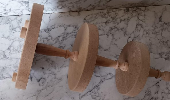 Hobi Adn 90196 3 KAT Sunumluk Set Çerez Meyve Pasta Ahşap MDF Kayın HAM El Yapım - 4